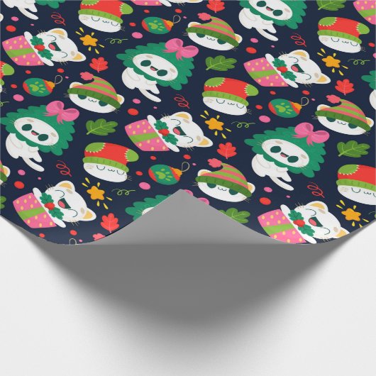 kerstkatten cadeaupapier (Hoek)