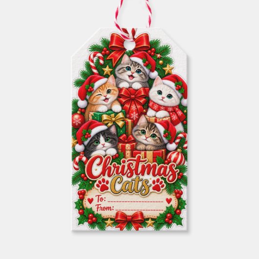Kerstkatten Cadeautag Cadeaulabel (Voorkant)