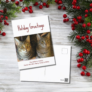 Kerstkatten Cute Festive Red Typografie Feestdagenkaart