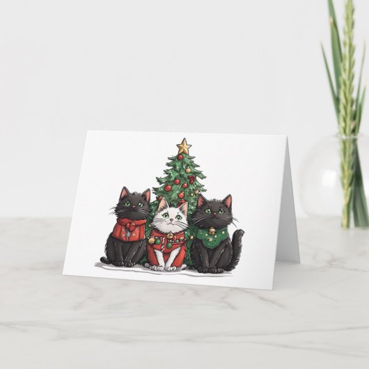 kerstkatten feestdagen kaart (Voorkant)