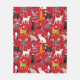 kerstkatten fleece deken