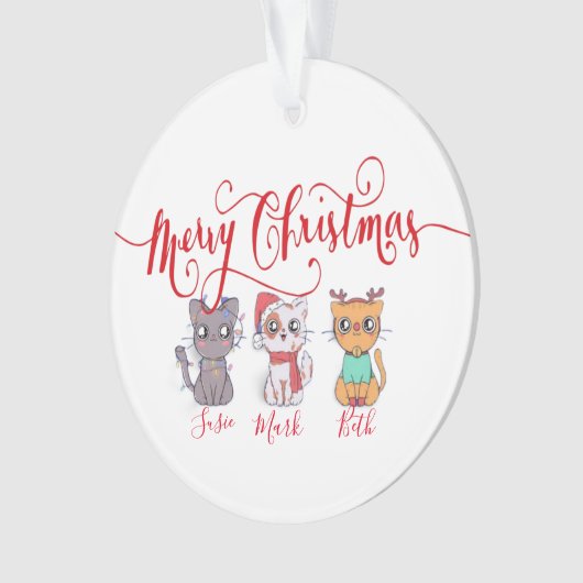 Kerstkatten gepersonaliseerd ornament (voorkant)