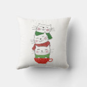 Kerstkatten Gestapelde bekertjes Funny Cute Kussen (Achterkant)