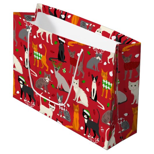 kerstkatten groot cadeauzakje (Voorkant Gekanteld)