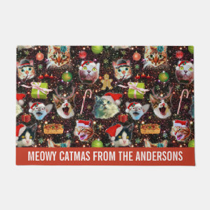 Kerstkatten in de ruimtevaart, sterren Funny Holid Deurmat