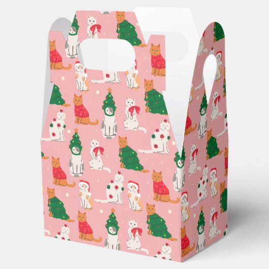 Kerstkatten in feestelijke kleding patroon bedankdoosjes (Geopend)