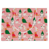 Kerstkatten in feestelijke kleding patroon groot cadeauzakje (Voorkant)