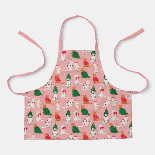 Kerstkatten in feestelijke kleding patroon schort (Voorkant)