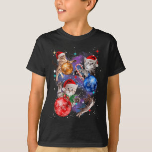kerstkatten in ruimtesierfilms t-shirt