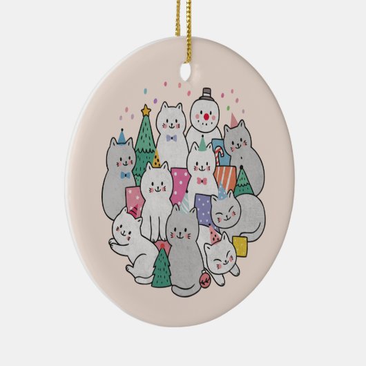 kerstkatten keramisch ornament (Rechts)