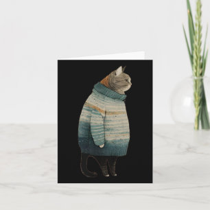 Kerstkatten Leuke Kitten Huisdier Vette Grijze Kat Kaart