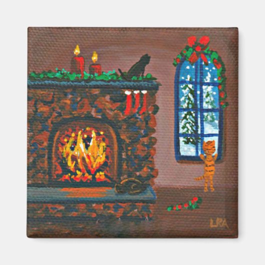 kerstkatten magneet (Voorkant)