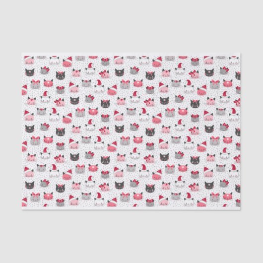 Kerstkatten met kerstmutsen tissuepapier (Voorkant)