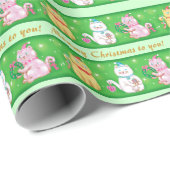 Kerstkatten met rolkoffers cadeaupapier (Rol Hoek)