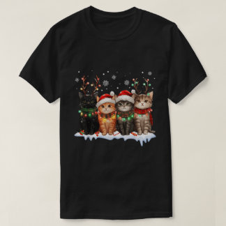 Kerstkatten Rendier Lichtjes Cute Kittens T-shirt