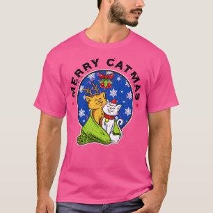 Kerstkatten Santa Hoed Vrolijk Catmas T-shirt