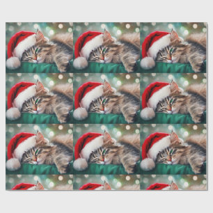Kerstkatten slaap cadeaupapier
