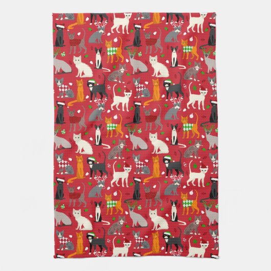 kerstkatten theedoek (Verticaal)