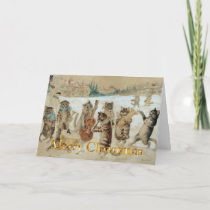 Kerstkatten uit het verleden die kerstliederen zin feestdagen kaart