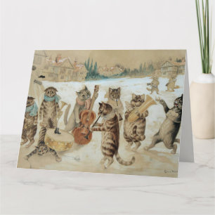 Kerstkatten uit het verleden die kerstliederen zin kaart