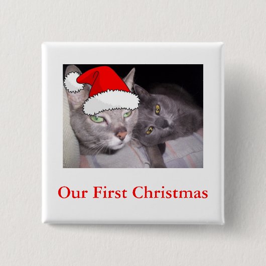 kerstkatten vierkante button 5,1 cm (Voorkant)