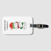 Kerstkattenbeker Rood-groene Cartoon Bagagelabel (Voorkant (horizontaal))