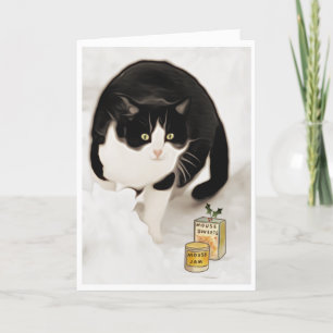 Kerstkattenbont Feestdagen Kaart