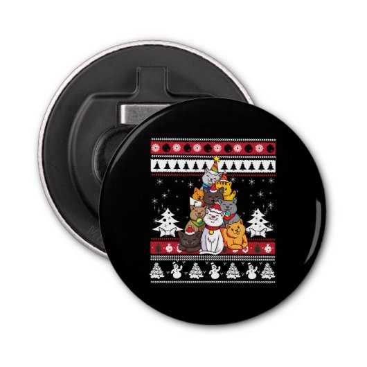 kerstkattenboom button flesopener (Voorkant)