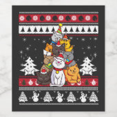 kerstkattenboom wijn etiket (Enkel label)