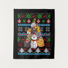 Kerstkattenboomcadeau Wandkleed