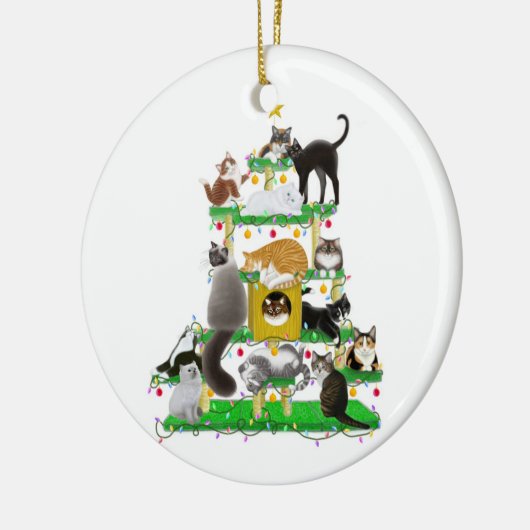 kerstkattenboomversiering keramisch ornament (Links)