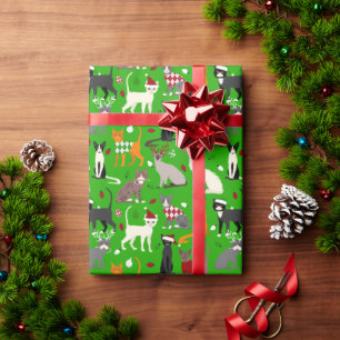 Kerstkattenpapier Cadeaupapier