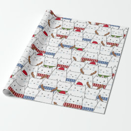 Kerstkattenpapier Cadeaupapier