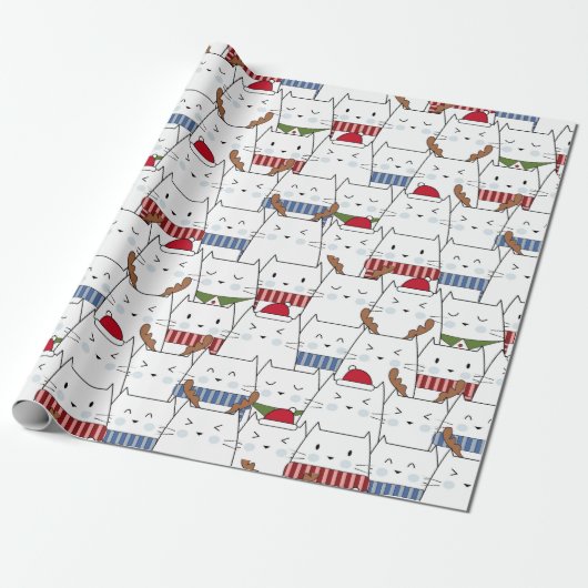 Kerstkattenpapier Cadeaupapier (Uitgerold)
