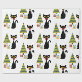 Kerstkattenpapier uit de midden van de eeuw cadeaupapier (Vlak)