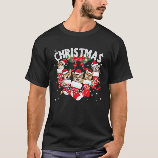 Kerstkattenstut en grappige kerstkerst t-shirt (Voorkant)
