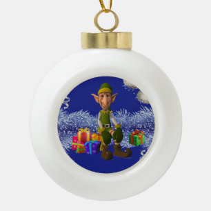 Kerstkeramisch Ornament, Elf Keramische Bal Ornament
