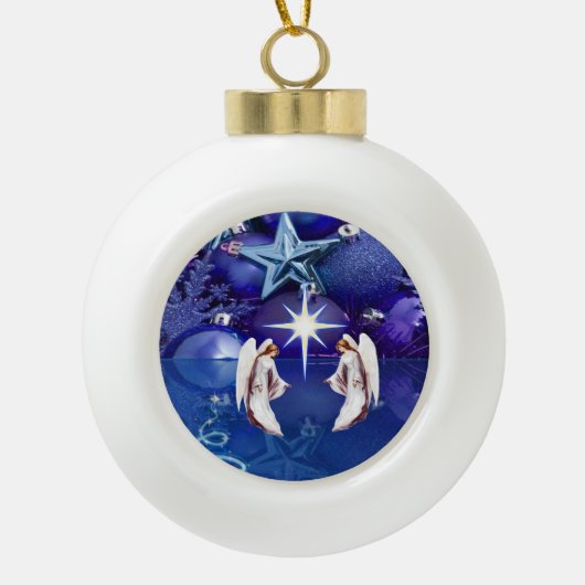 Kerstkeramisch Ornament, kerstangel Keramische Bal Ornament (Voorkant)