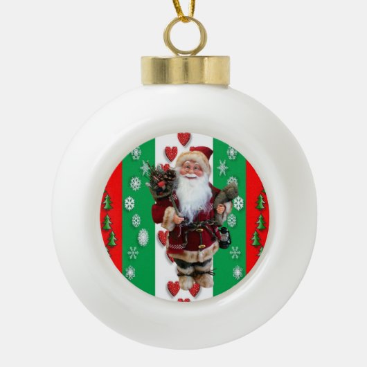Kerstkeramisch Ornament, Kerstman Keramische Bal Ornament (Voorkant)