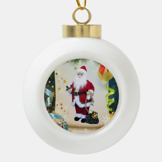 Kerstkeramisch Ornament, Kerstman Keramische Bal Ornament (Voorkant)