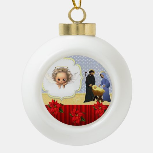 Kerstkeramische pleisters, Jezus Christus Keramische Bal Ornament (Voorkant)
