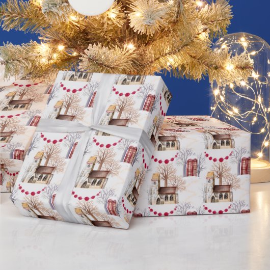 Kerstkerk Cadeaupapier (Feestdagen)