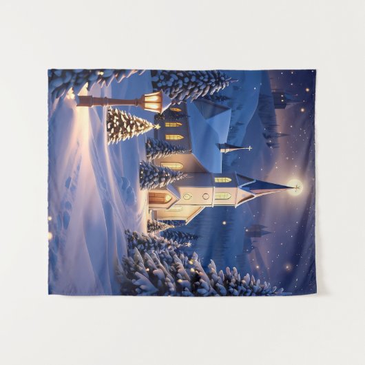 Kerstkerk Tapestry Wandkleed (Voorkant (horizontaal))