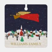 Kerstkerkerkerkerst in het dorp metalen ornament (Achterkant)