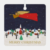 Kerstkerkerkerkerst in het dorp metalen ornament (Voorkant)