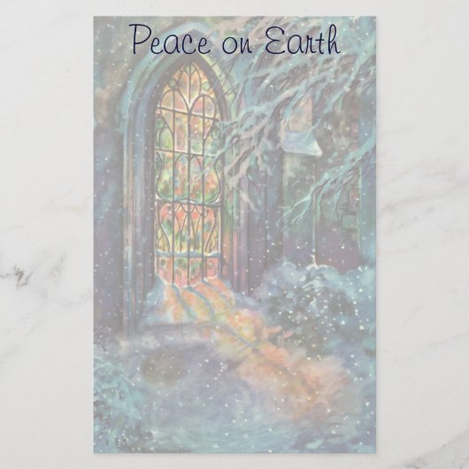 Kerstkerkkerk met Glas in lood raam Briefpapier (Voorkant)