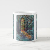Kerstkerkkerk met Glas in lood raam Extra Grote Mok (Voorkant)