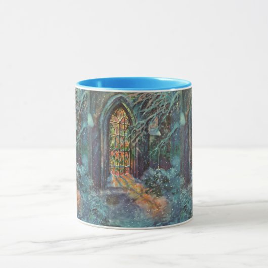 Kerstkerkkerk met Glas in lood raam Mok (Midden)