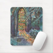 Kerstkerkkerk met Glas in lood raam Muismat (Met muis)