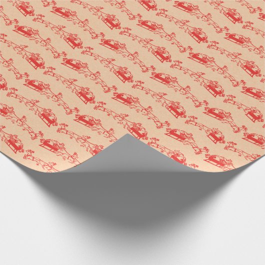 kerstkerst in Santa Reindeer Cadeaupapier (Hoek)